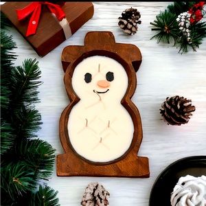 Frosty The Snowman Hand Carved Dough Bowl Candle